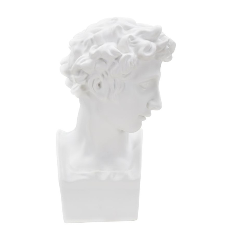 Statuette déco Buste Homme antique Hauteur 30 cm en Résine Blanc Rylae 
