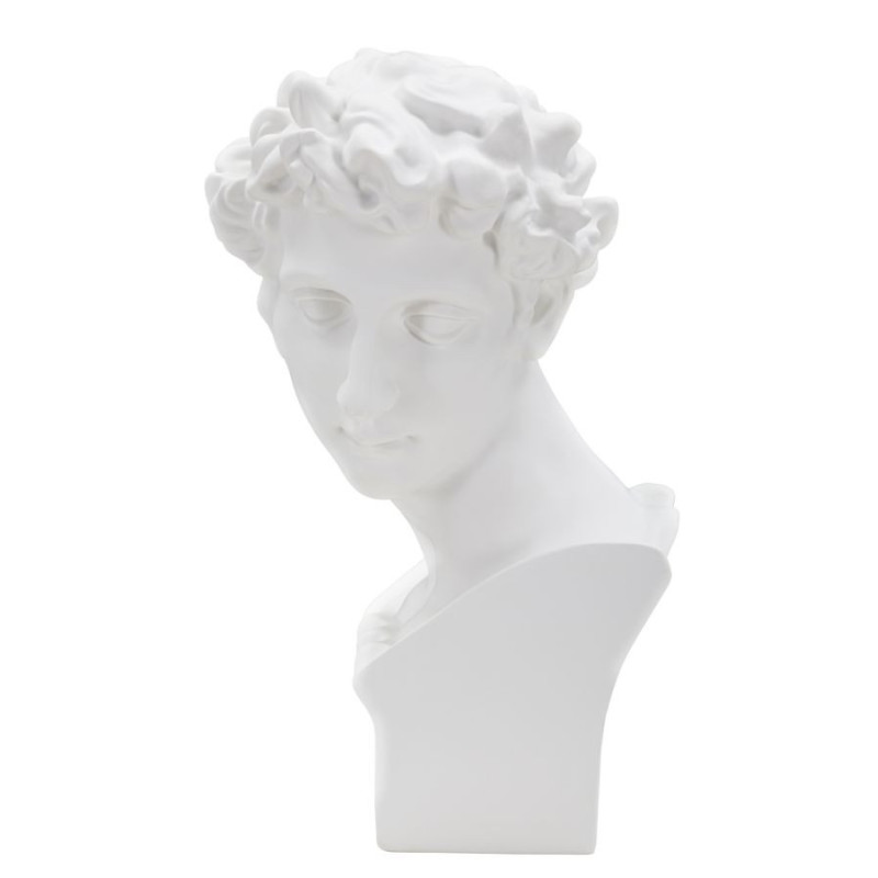 Statuette déco Buste Homme antique Hauteur 30 cm en Résine Blanc Rylae 