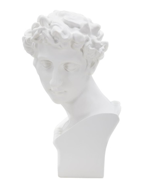 Statuette déco Buste Homme antique Hauteur 30 cm en Résine Blanc Rylae 