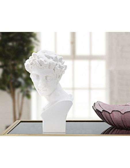 Statuette déco Buste Homme antique Hauteur 30 cm en Résine Blanc Rylae 