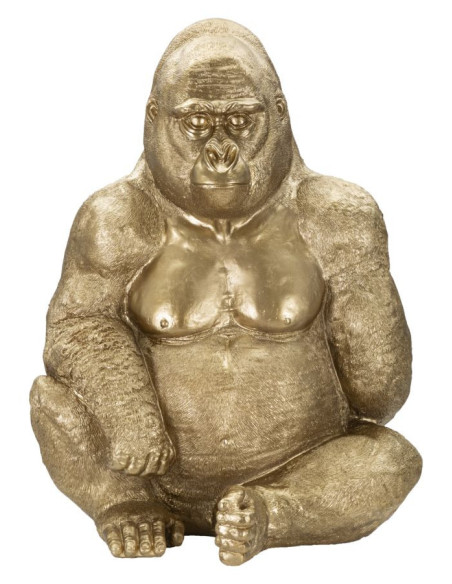 Grande Statue déco Gorille Hauteur 82 cm en Résine Doré Arion - 1