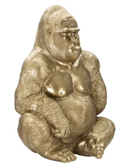 Grande Statue déco Gorille Hauteur 82 cm en Résine Doré Arion - 2