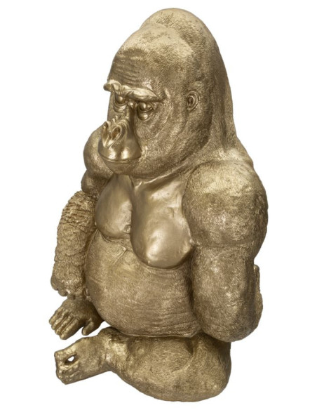 Grande Statue déco Gorille Hauteur 82 cm en Résine Doré Arion - 4