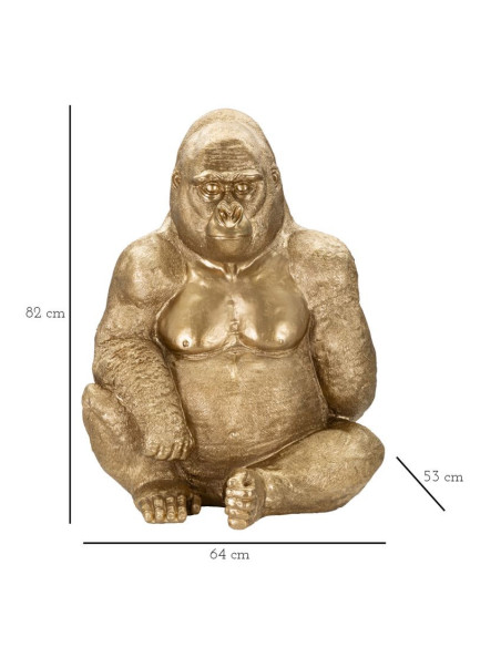 Grande Statue déco Gorille Hauteur 82 cm en Résine Doré Arion - 11