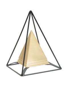 Statuette déco originale Pyramide Hauteur 21 cm en Métal Noir Résine Doré Myrin 