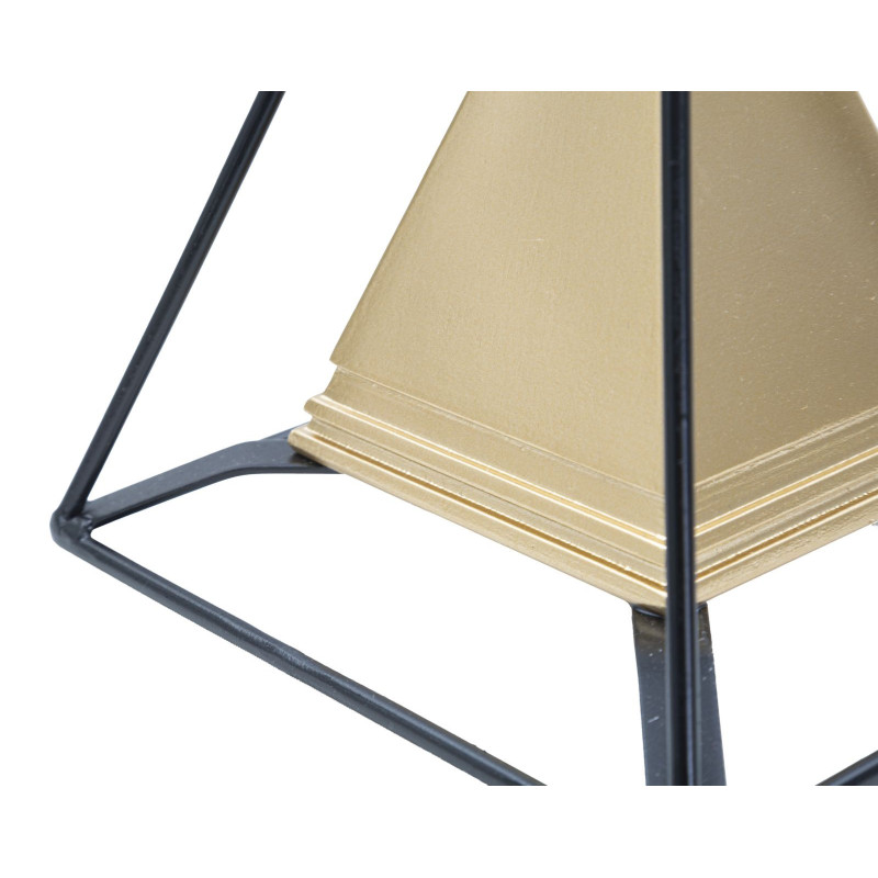 Statuette déco originale Pyramide Hauteur 21 cm en Métal Noir Résine Doré Myrin 