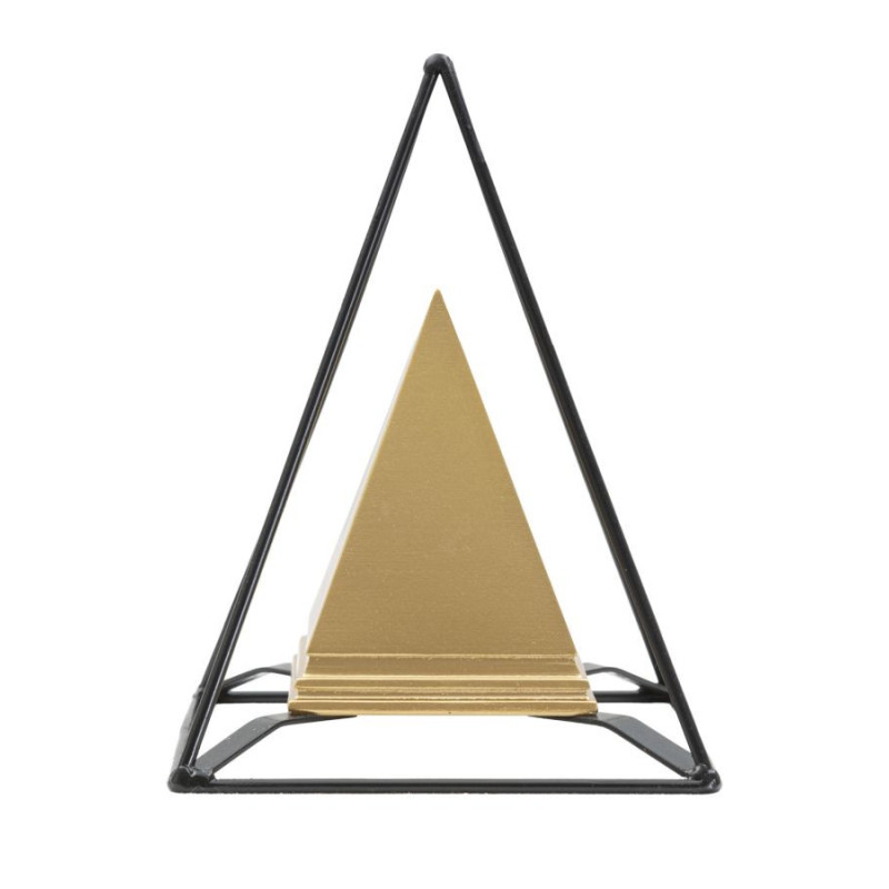Statuette déco originale Pyramide Hauteur 21 cm en Métal Noir Résine Doré Myrin 