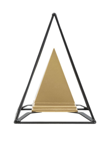 Statuette déco originale Pyramide Hauteur 21 cm en Métal Noir Résine Doré Myrin 
