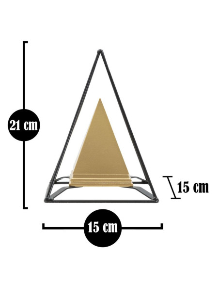 Statuette déco originale Pyramide Hauteur 21 cm en Métal Noir Résine Doré Myrin 