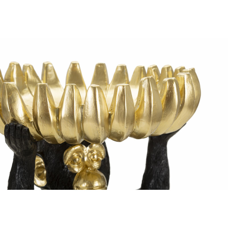 Vide poche original Singe avec plateau Hauteur 31 cm en Résine Noir Doré Arvel 