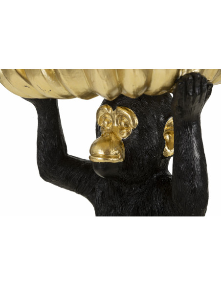 Vide poche original Singe avec plateau Hauteur 31 cm en Résine Noir Doré Arvel 