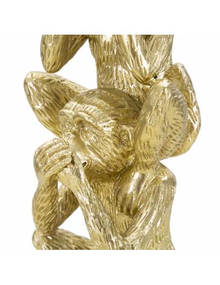 Statuette déco Singes Sagesse Entendre Voir Se Taire Hauteur 30 cm en Résine Doré Reyla 