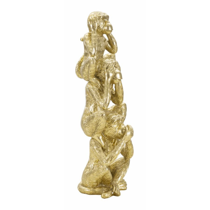Statuette déco Singes Sagesse Entendre Voir Se Taire Hauteur 30 cm en Résine Doré Reyla 