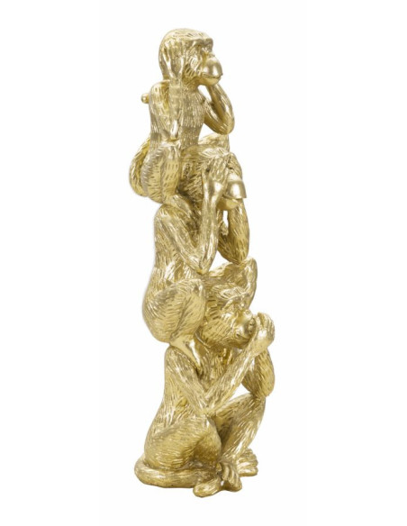 Statuette déco Singes Sagesse Entendre Voir Se Taire Hauteur 30 cm en Résine Doré Reyla 