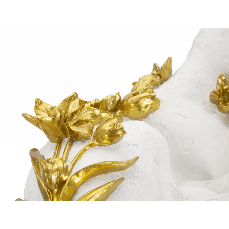 Grande statuette déco Léopard 53 cm en Résine Blanc Doré Halor 