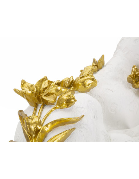 Grande statuette déco Léopard 53 cm en Résine Blanc Doré Halor 