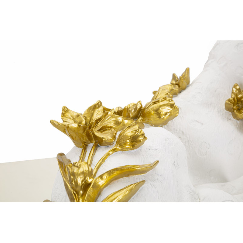 Grande statuette déco Léopard 53 cm en Résine Blanc Doré Halor 