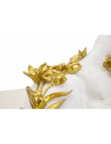 Grande statuette déco Léopard 53 cm en Résine Blanc Doré Halor 