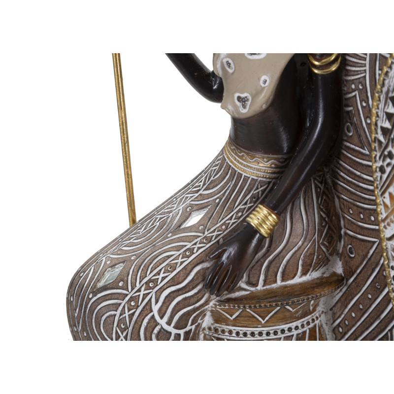 Statuette déco africaine Couple Maasaï Hauteur 38 cm en Résine Beige Marron Tribal 