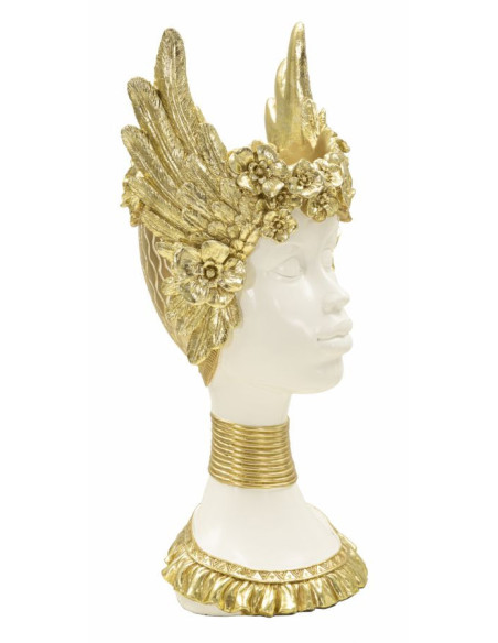 Vide poche original moderne Hauteur 38 cm en Résine Blanc Doré Athena 