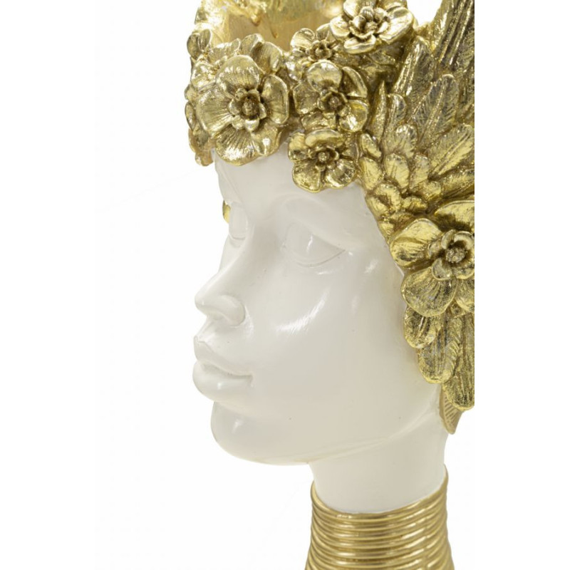 Vide poche original moderne Hauteur 38 cm en Résine Blanc Doré Athena 