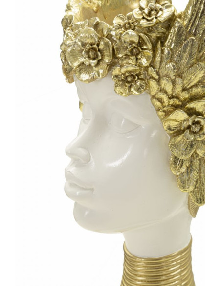 Vide poche original moderne Hauteur 38 cm en Résine Blanc Doré Athena 