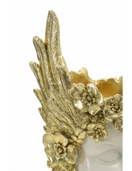 Vide poche original moderne Hauteur 38 cm en Résine Blanc Doré Athena 