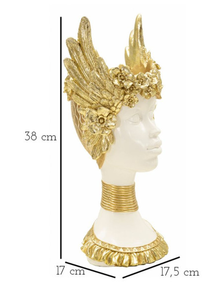 Vide poche original moderne Hauteur 38 cm en Résine Blanc Doré Athena 