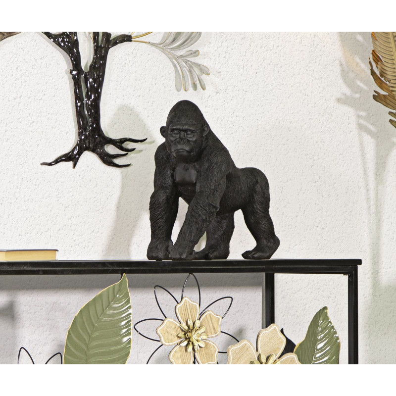Grande Statuette déco Gorille Hauteur 37 cm en Résine Noir Delra - 9