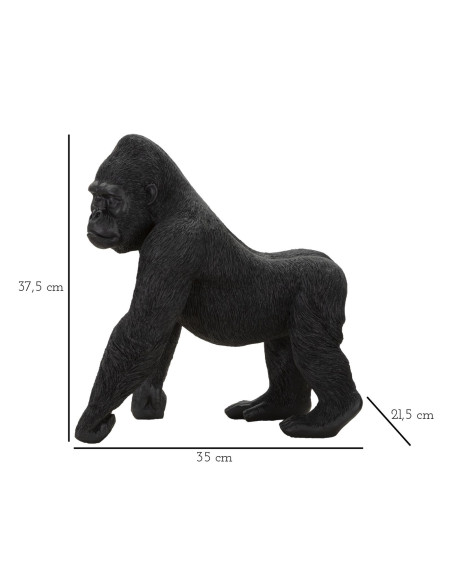 Grande Statuette déco Gorille Hauteur 37 cm en Résine Noir Delra - 10