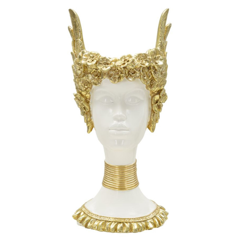 Vide poche original moderne Hauteur 32 cm en Résine Blanc Doré Athena 