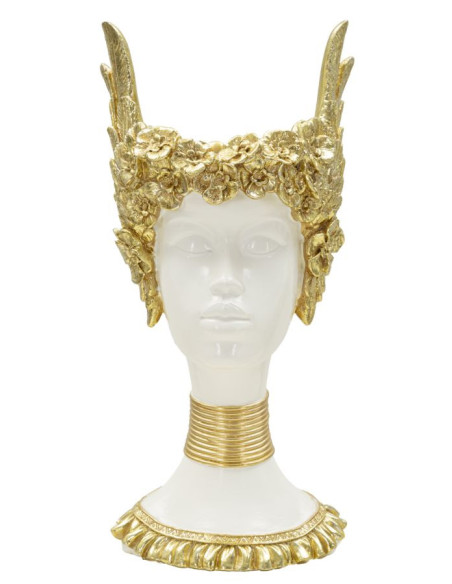 Vide poche original moderne Hauteur 32 cm en Résine Blanc Doré Athena 