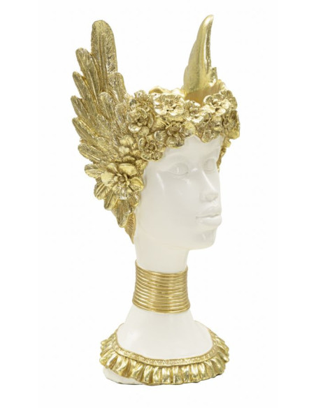 Vide poche original moderne Hauteur 32 cm en Résine Blanc Doré Athena 