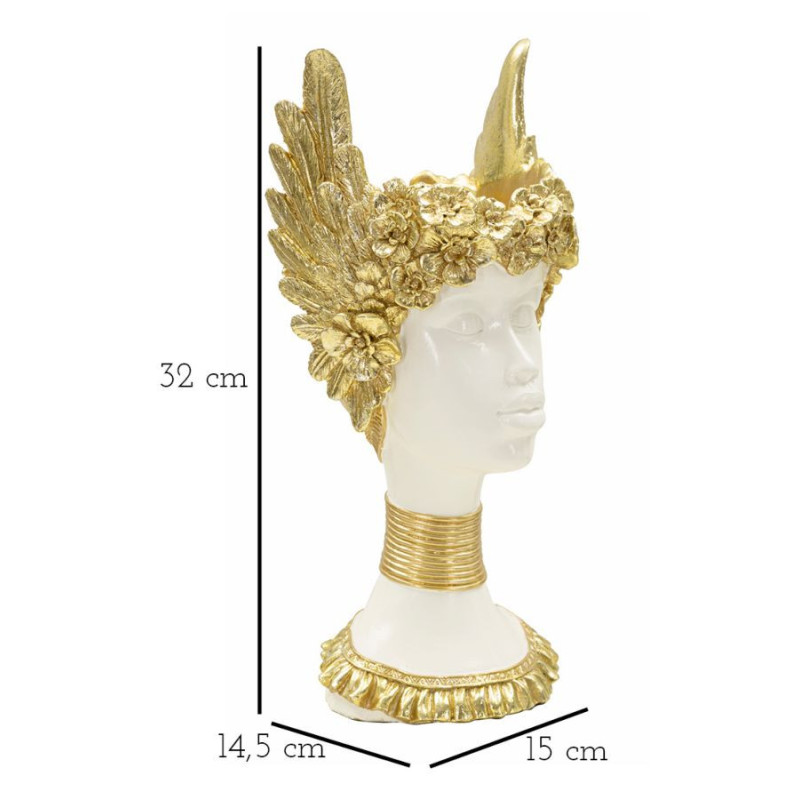 Vide poche original moderne Hauteur 32 cm en Résine Blanc Doré Athena 