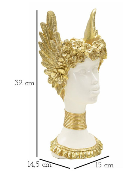 Vide poche original moderne Hauteur 32 cm en Résine Blanc Doré Athena 