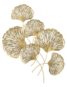 Grande Déco murale moderne Fleurs 78x101 en Métal Doré Iris 