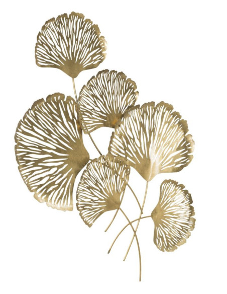 Grande Déco murale moderne Fleurs 78x101 en Métal Doré Iris 