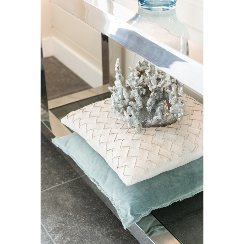 Coussin Carré Evelyn 45x45 en Polyester Beige Motif tissé - 5