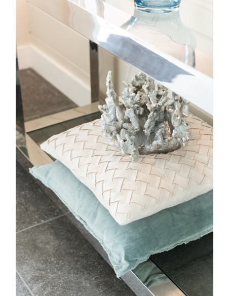 Coussin Carré Evelyn 45x45 en Polyester Beige Motif tissé - 5