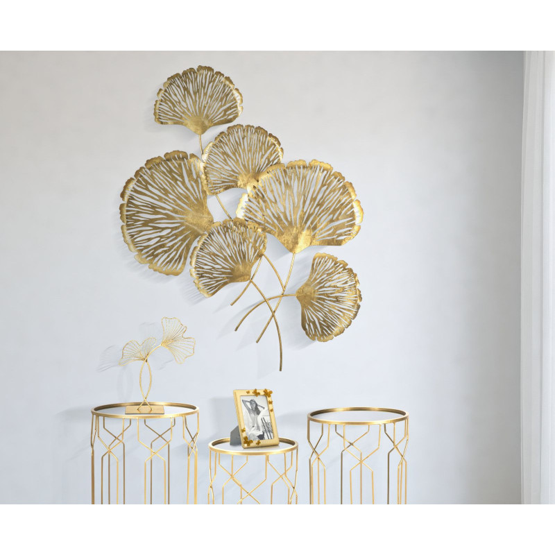 Grande Déco murale moderne Fleurs 78x101 en Métal Doré Iris 