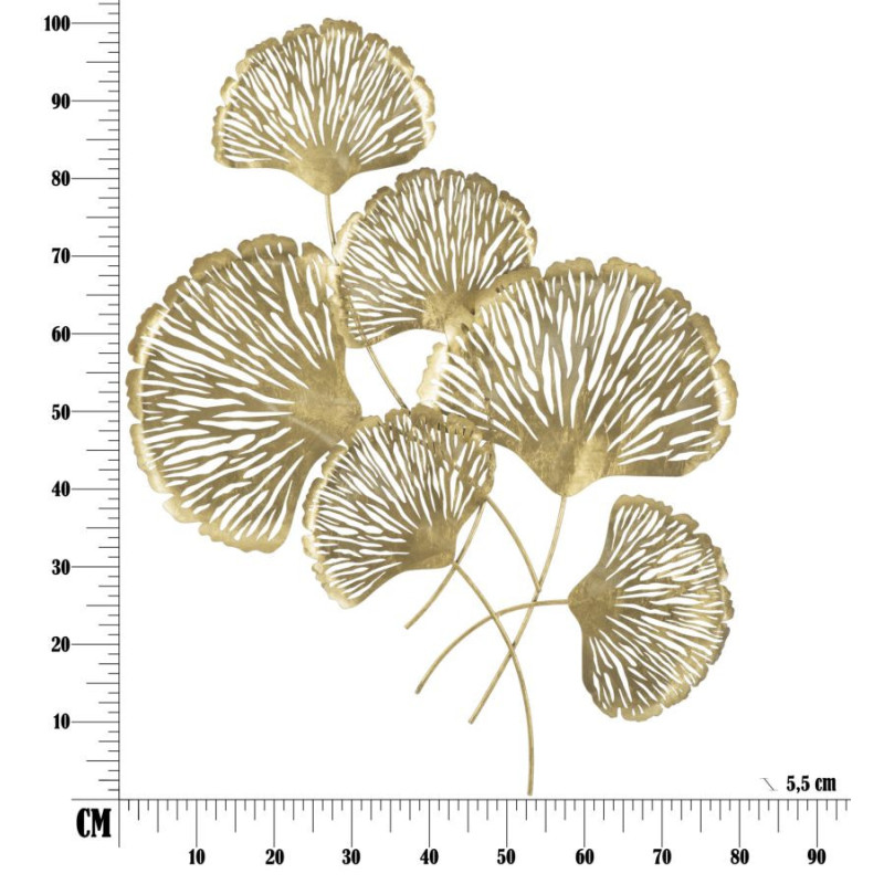 Grande Déco murale moderne Fleurs 78x101 en Métal Doré Iris 