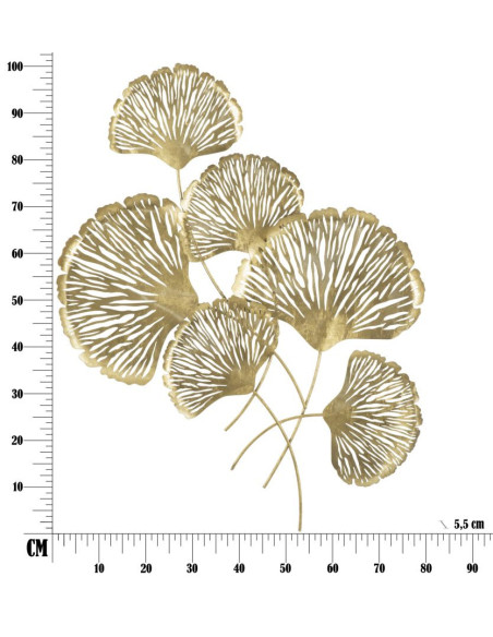 Grande Déco murale moderne Fleurs 78x101 en Métal Doré Iris 