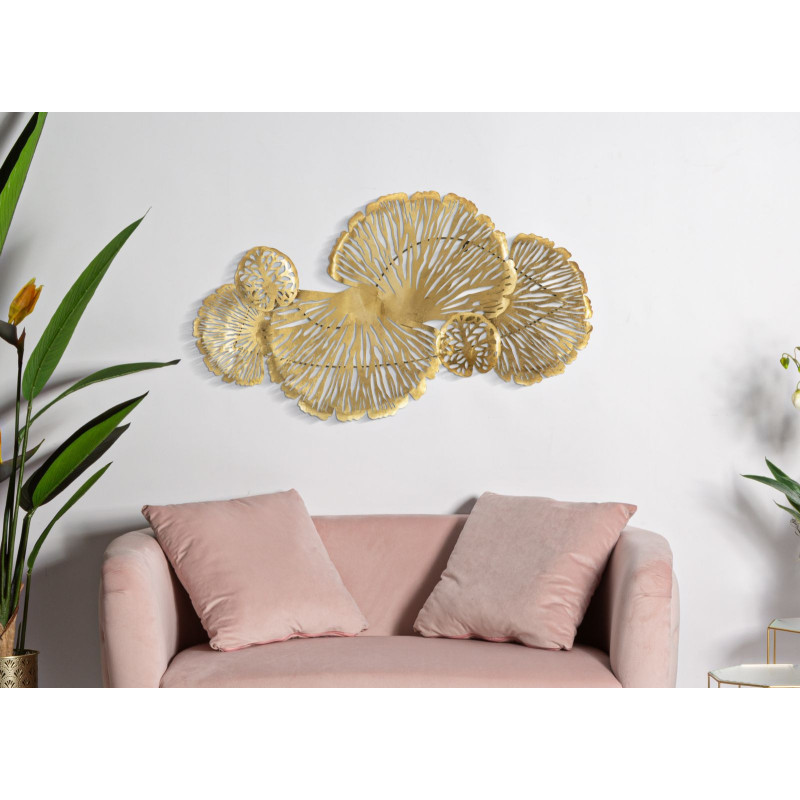 Grande Déco murale moderne Fleurs 115x64 en Métal Doré Iris 