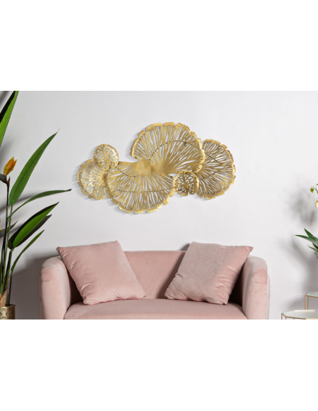 Grande Déco murale moderne Fleurs 115x64 en Métal Doré Iris 