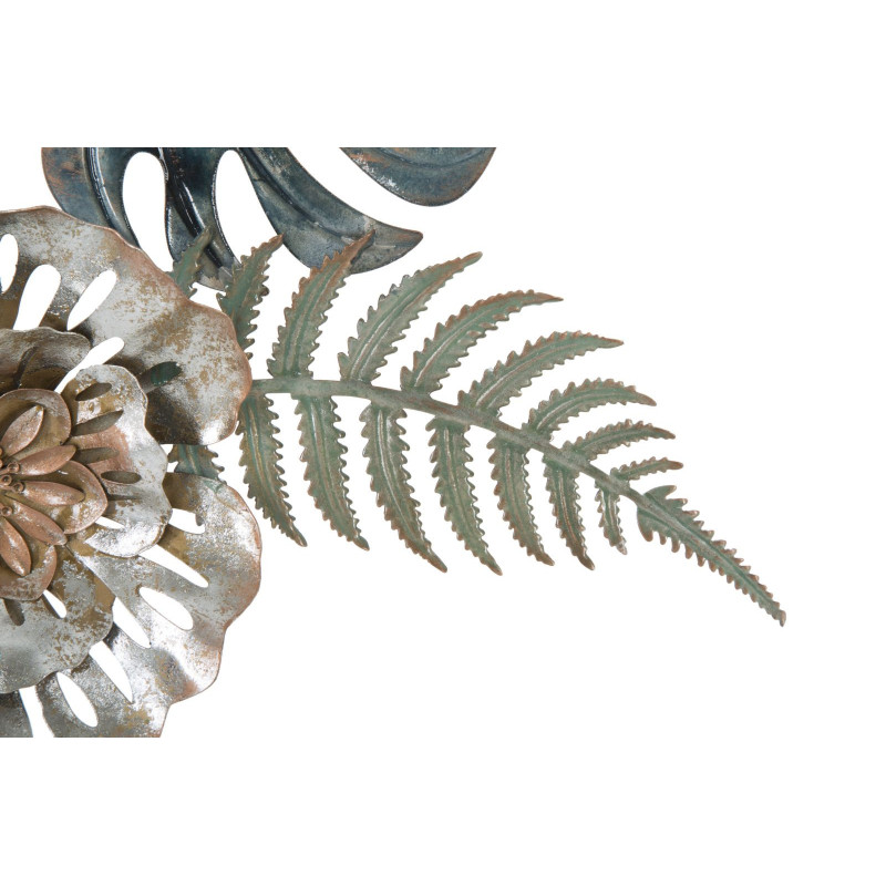 Grande Déco murale moderne Bouquet de fleurs 66x98 en Métal Doré Cuivré Bleu Nelya 