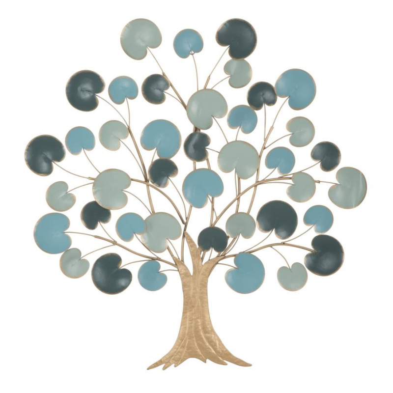 Grande Déco murale originale Arbre 89x90 en Métal Marron Vert Bleu Tyran 