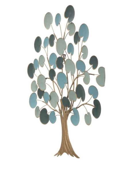 Grande Déco murale originale Arbre 89x90 en Métal Marron Vert Bleu Tyran 