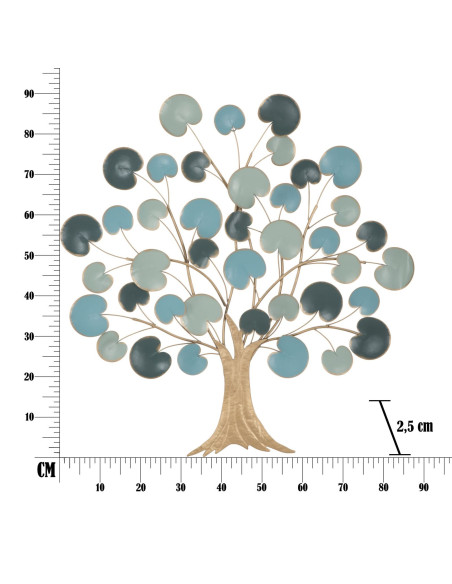 Grande Déco murale originale Arbre 89x90 en Métal Marron Vert Bleu Tyran 