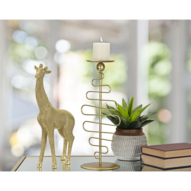 Statuette déco moderne Girafe Hauteur 40 cm en Résine Doré Felyn 
