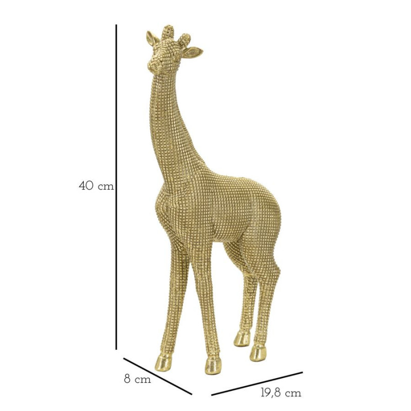Statuette déco moderne Girafe Hauteur 40 cm en Résine Doré Felyn 